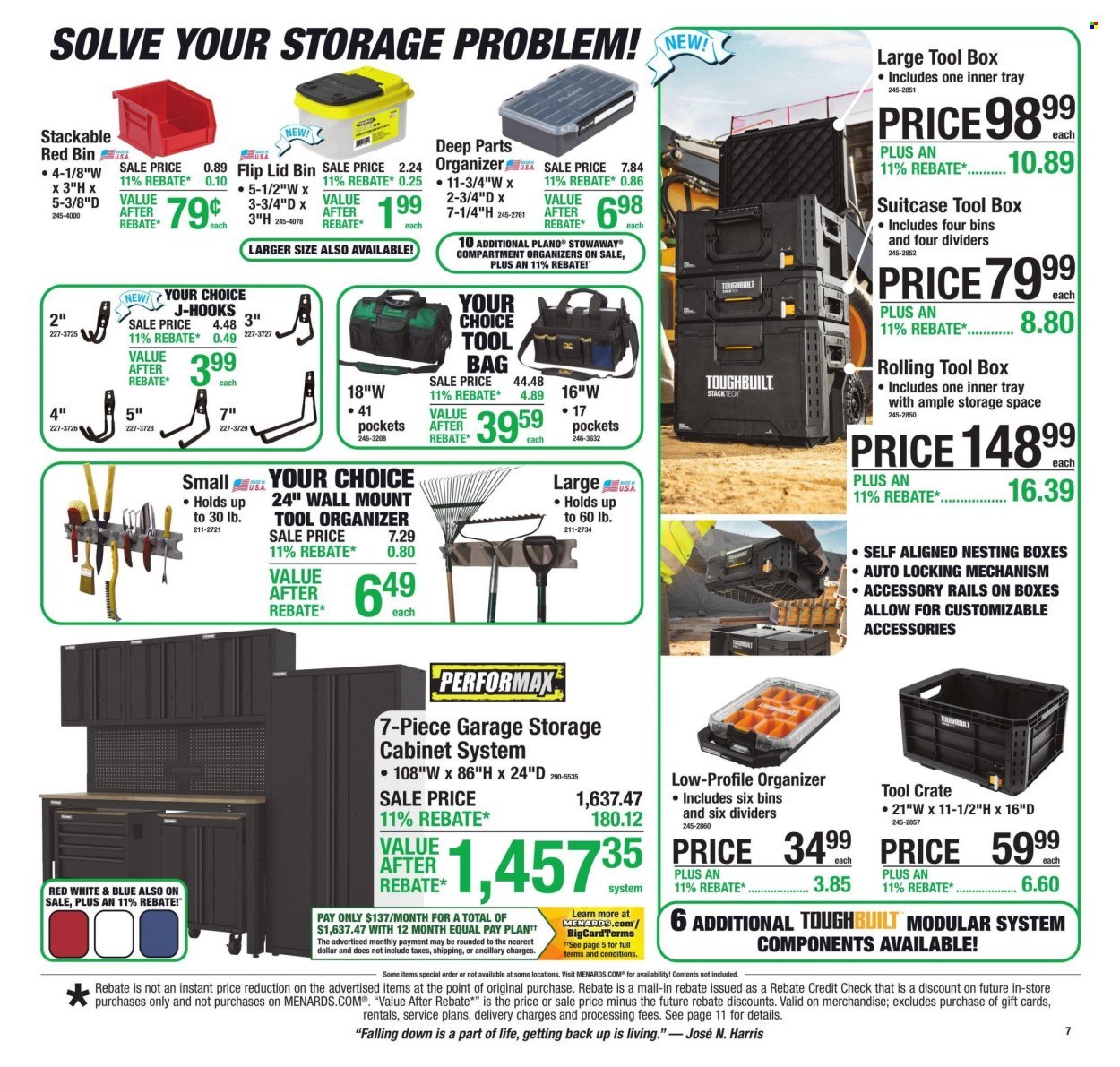 MENARDS ad - 11% Rebate* Sale