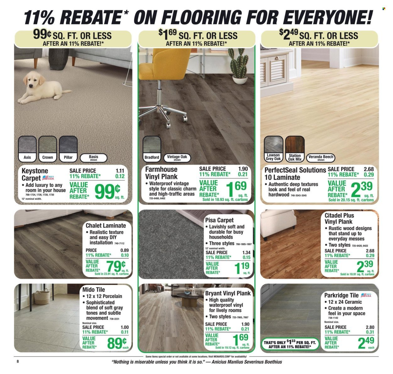 MENARDS ad - 11% Rebate* Sale