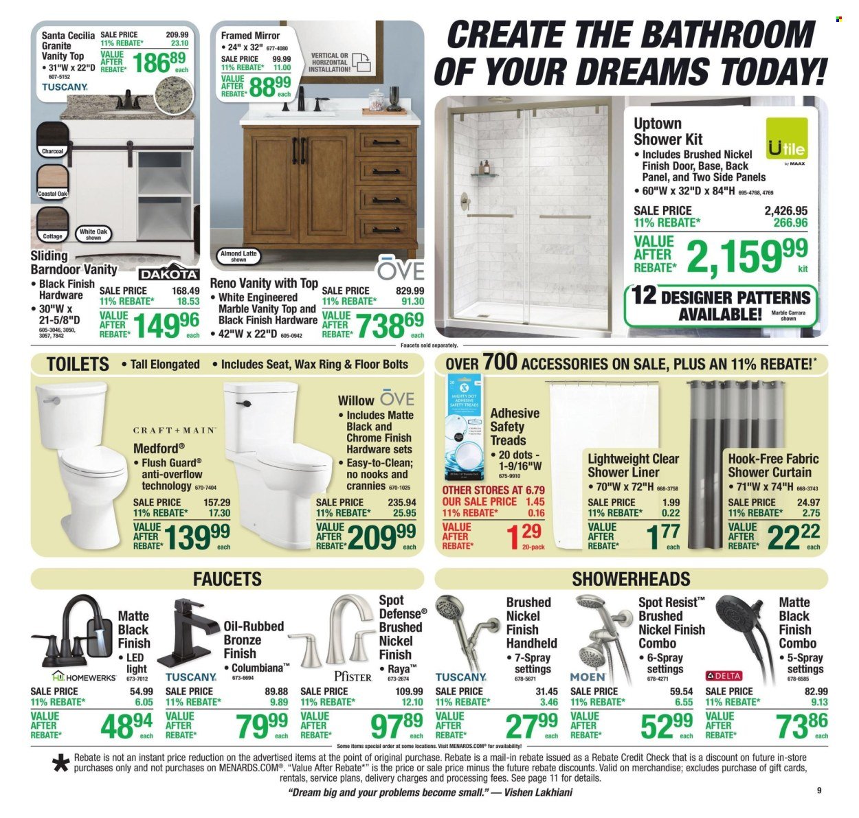 MENARDS ad - 11% Rebate* Sale