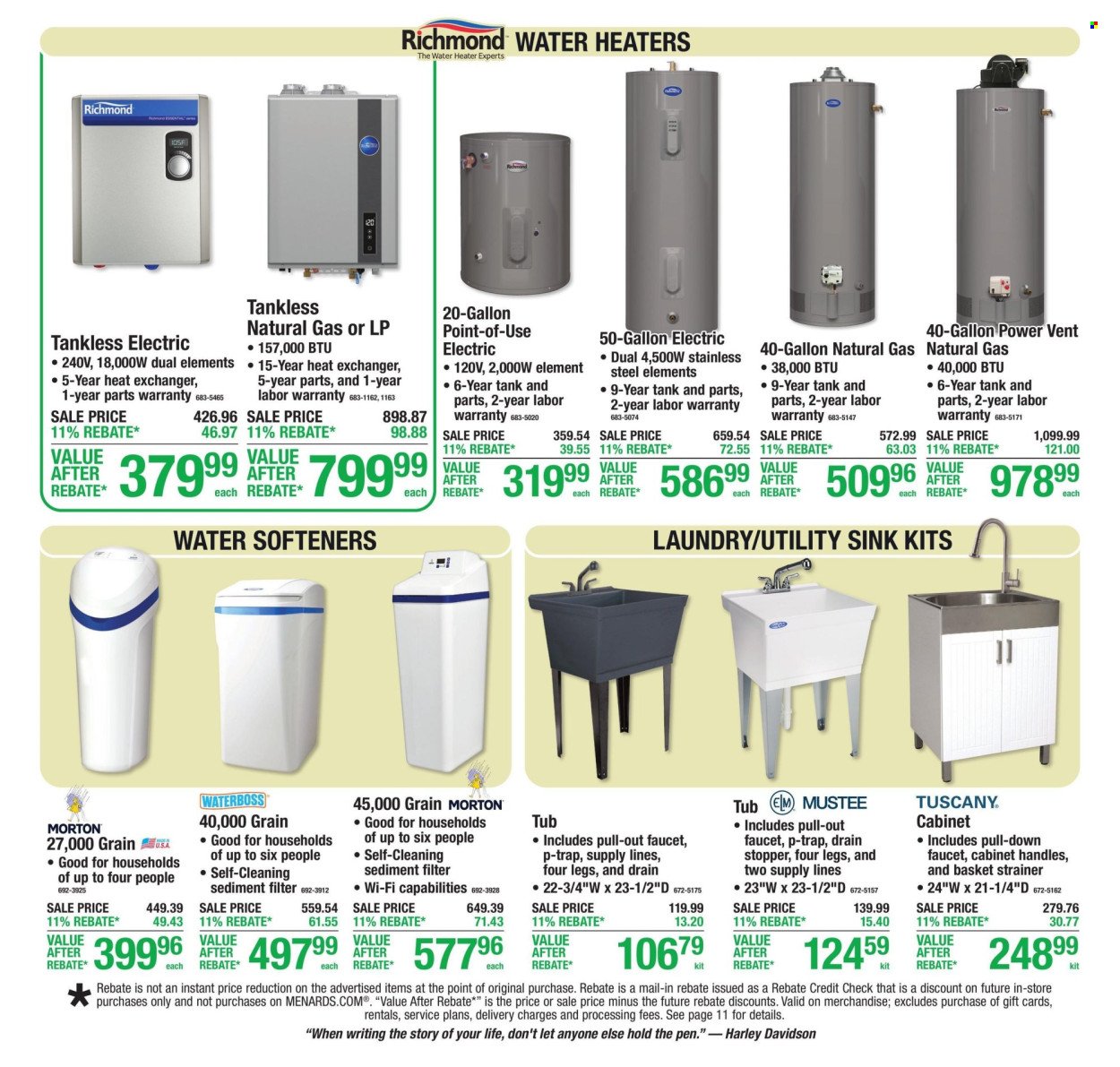 MENARDS ad - 11% Rebate* Sale