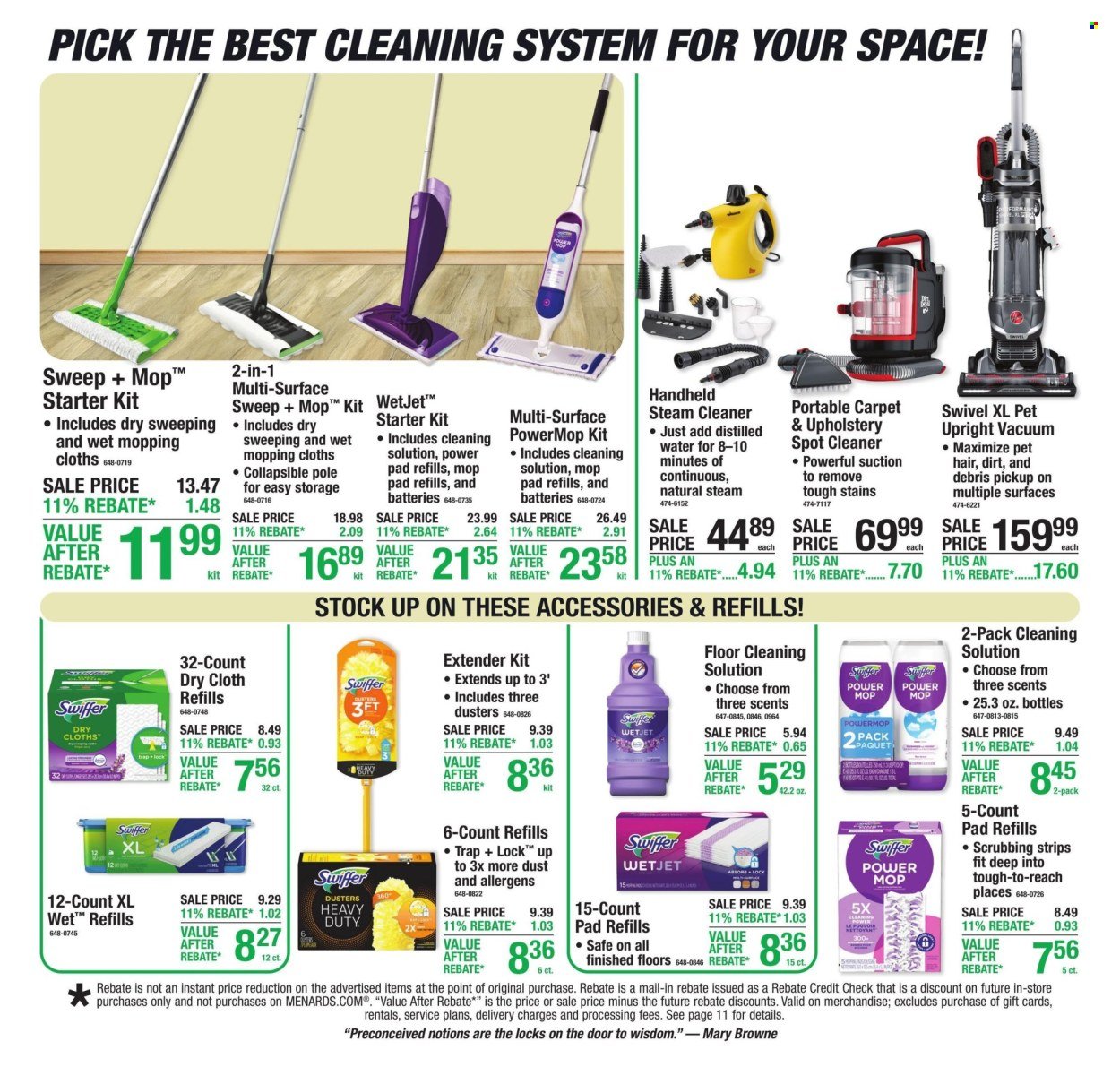 MENARDS ad - 11% Rebate* Sale