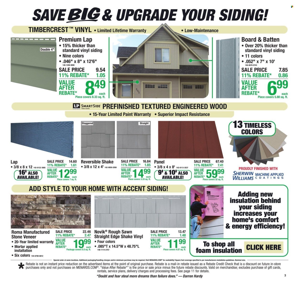 MENARDS ad - 11% Rebate* Sale
