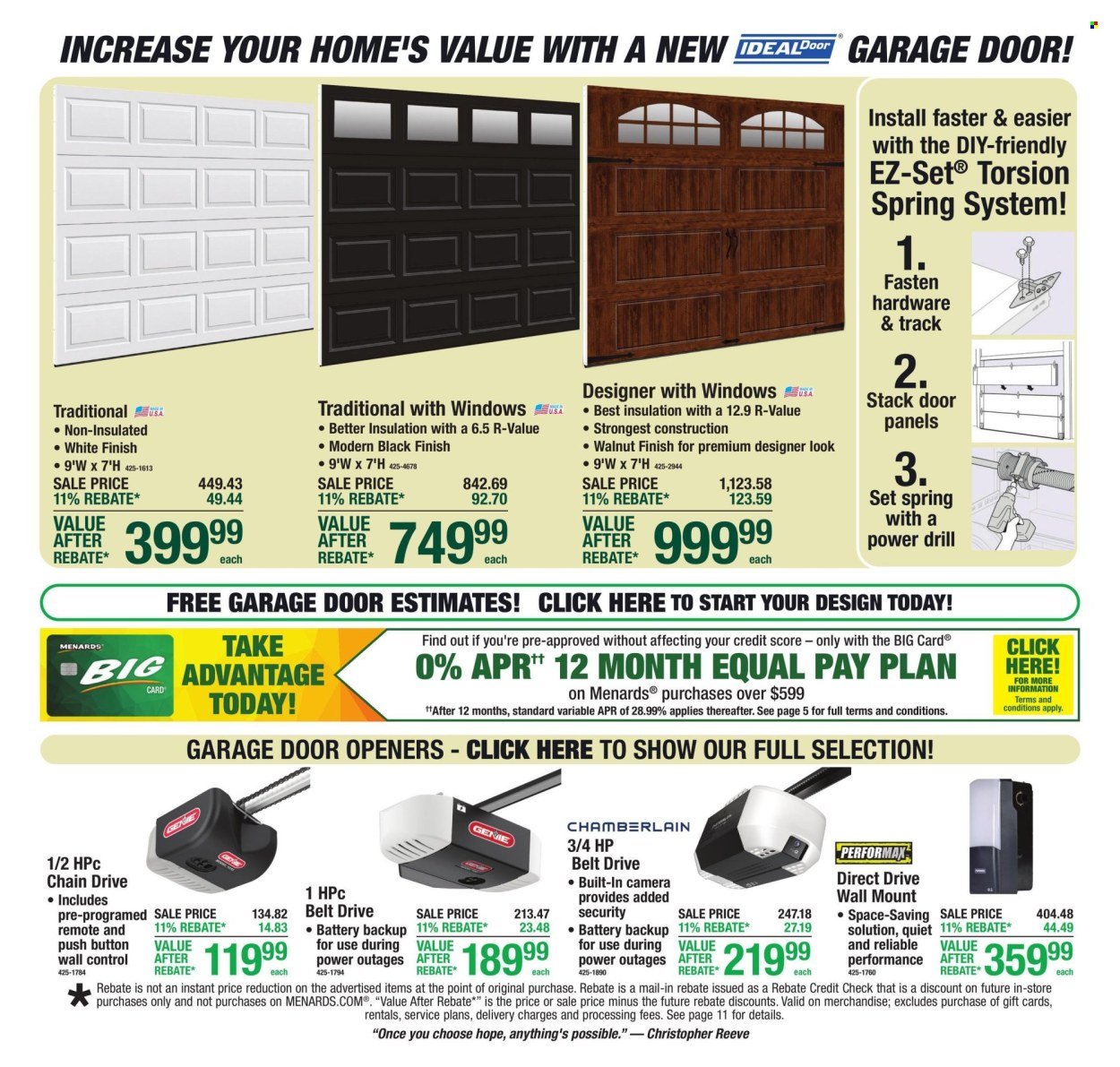 MENARDS ad - 11% Rebate* Sale