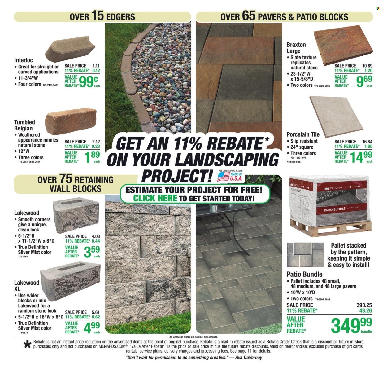 MENARDS ad - 11% Rebate* Sale