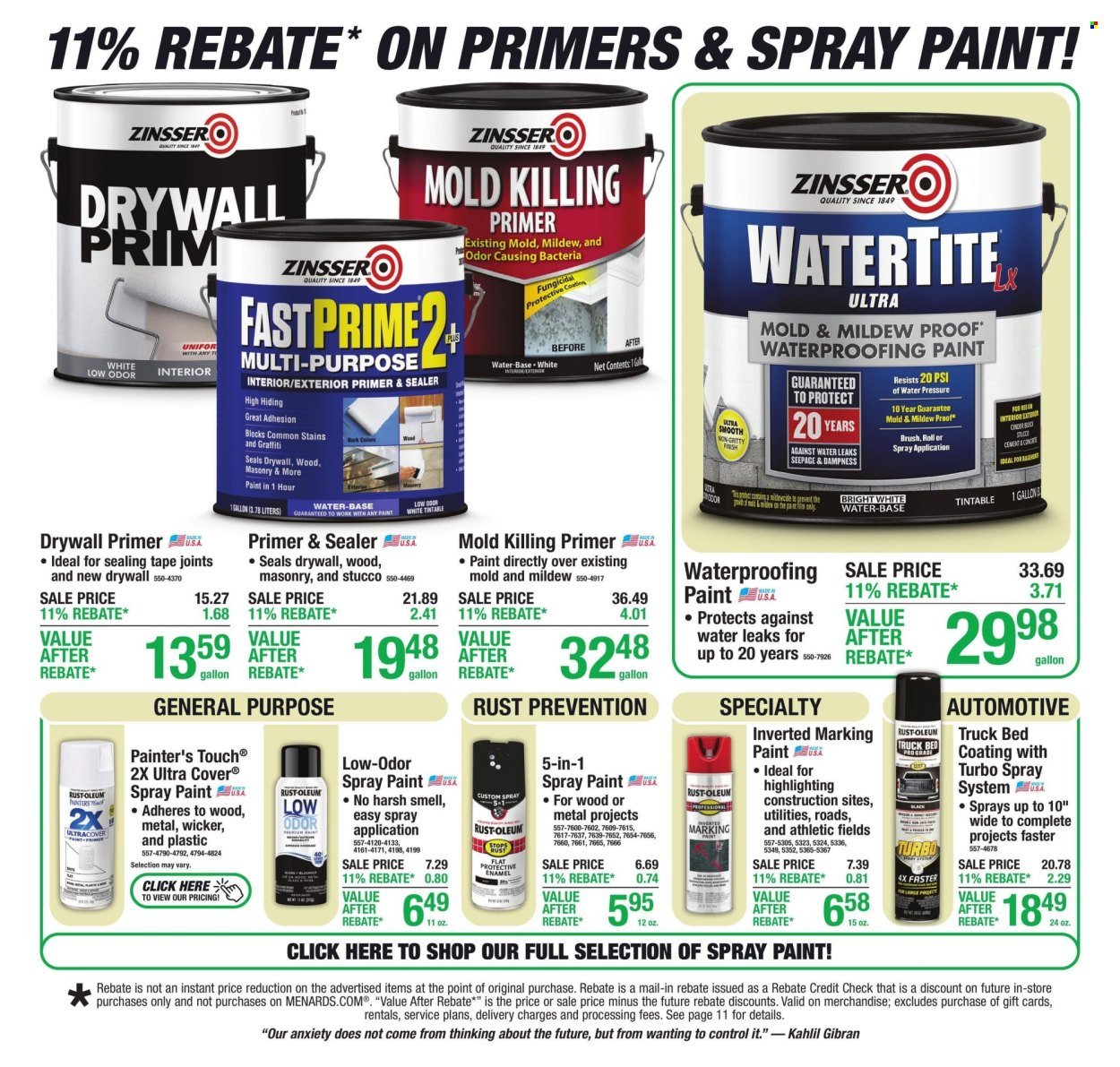 MENARDS ad - 11% Rebate* Sale