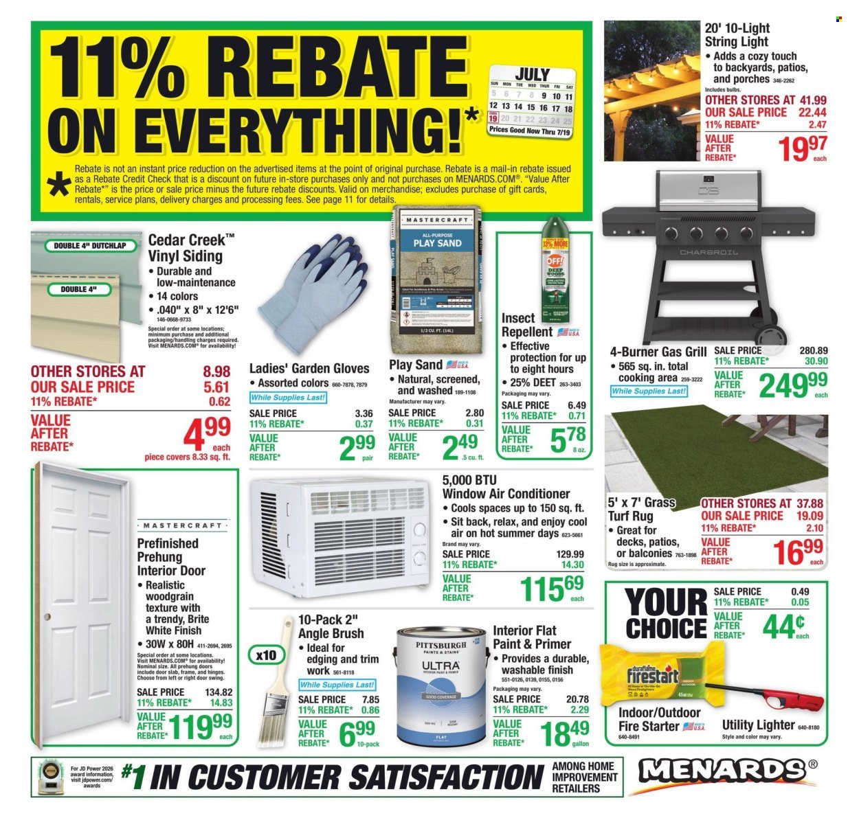 MENARDS ad - 11% Rebate* Sale