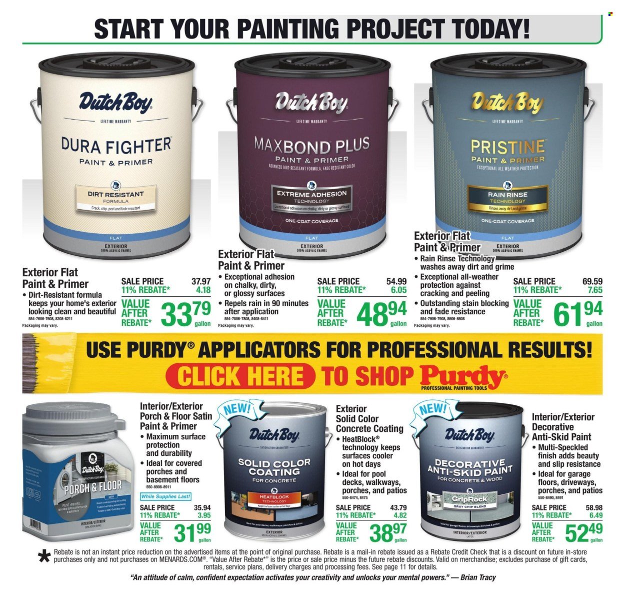 MENARDS ad - 11% Rebate* Sale