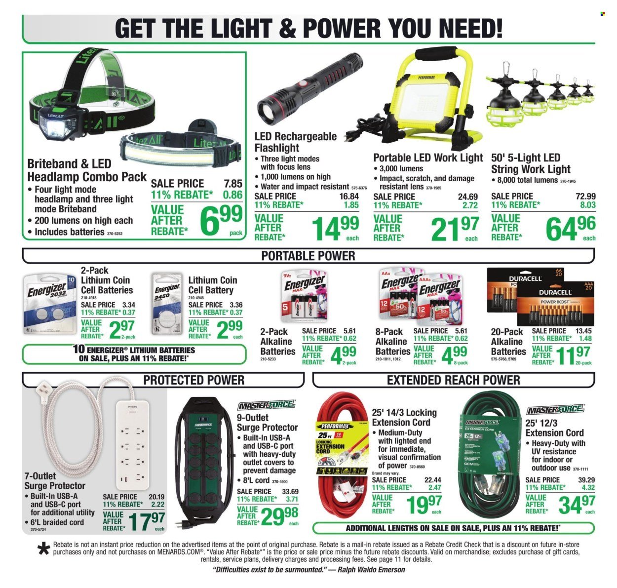 MENARDS ad - 11% Rebate* Sale