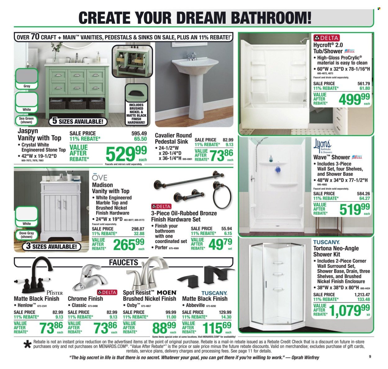 MENARDS ad - 11% Rebate* Sale