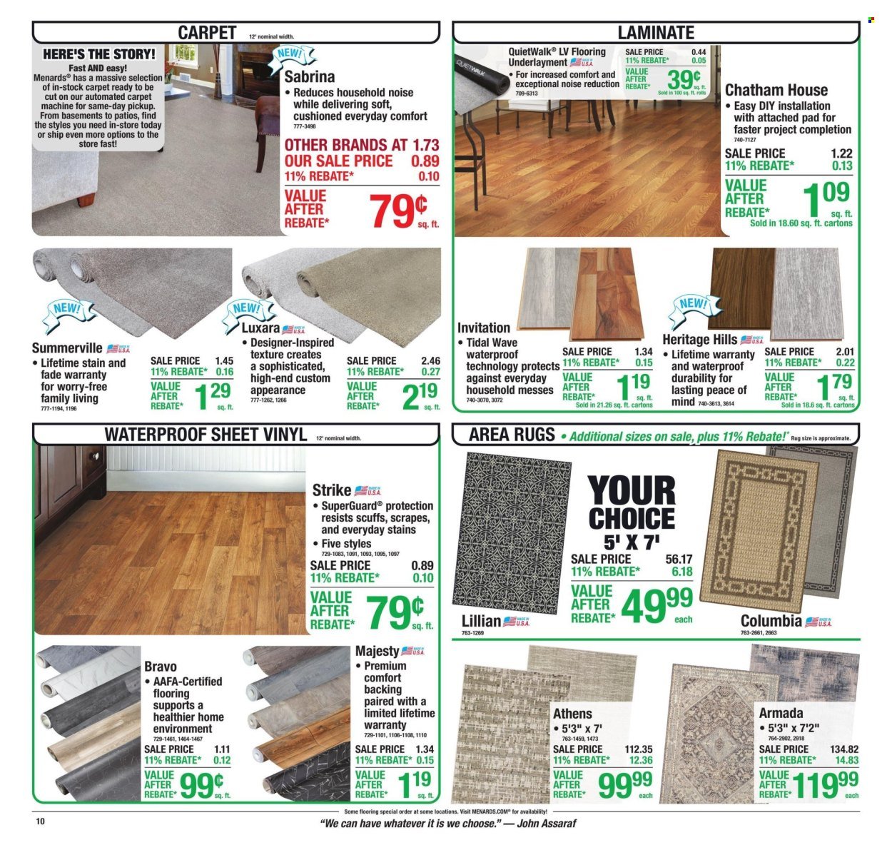 MENARDS ad - 11% Rebate* Sale