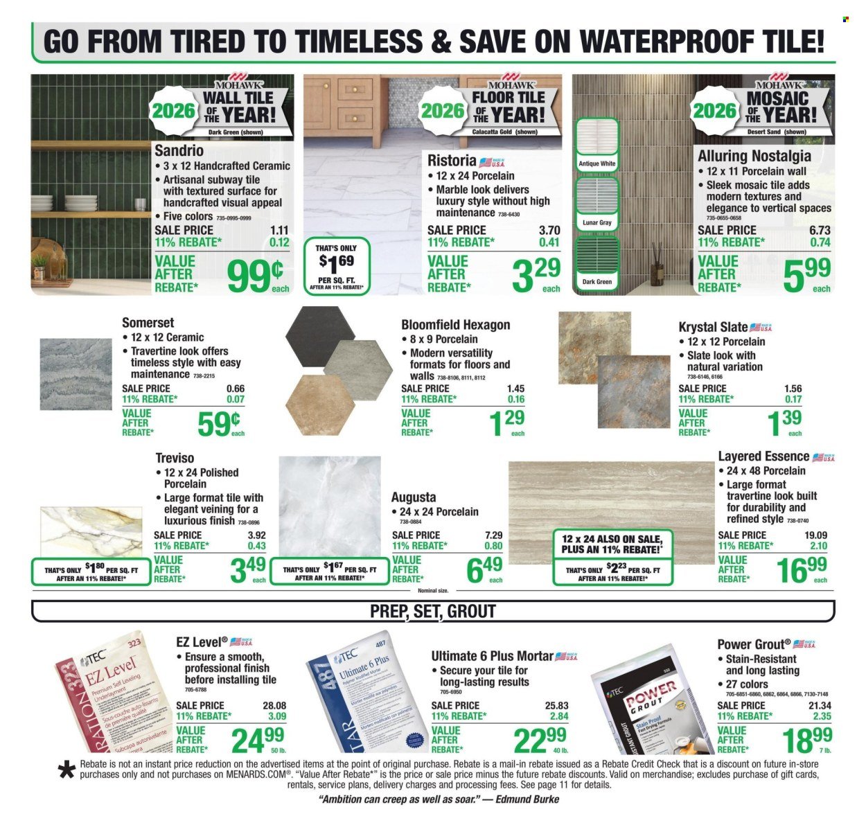 MENARDS ad - 11% Rebate* Sale