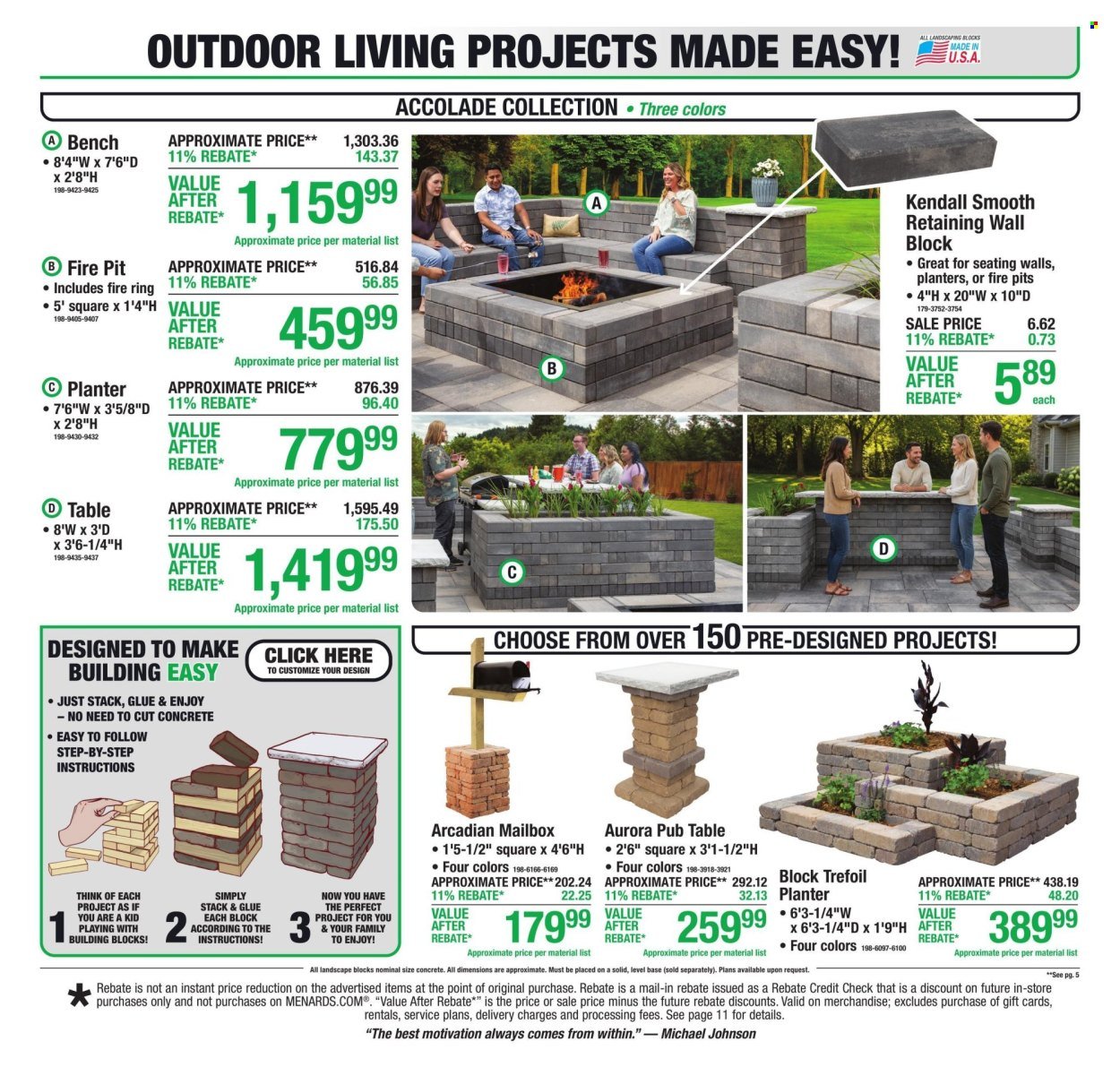 MENARDS ad - 11% Rebate* Sale