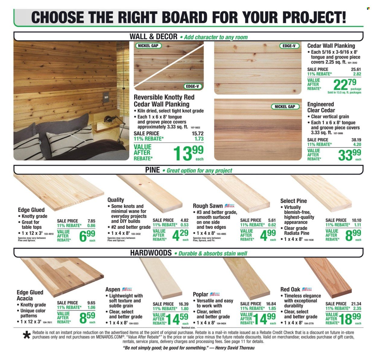 MENARDS ad - 11% Rebate* Sale