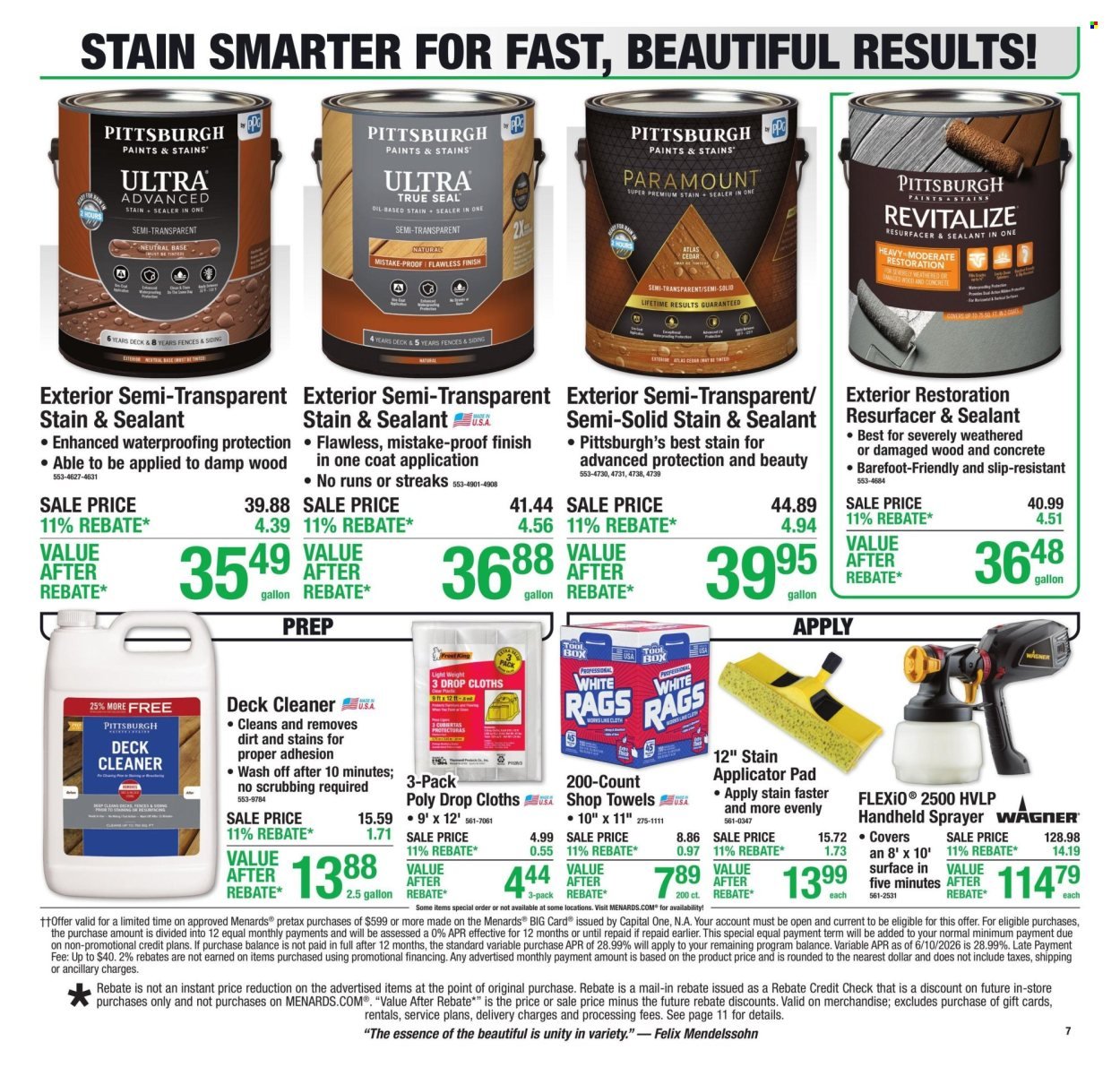 MENARDS ad - 11% Rebate* Sale