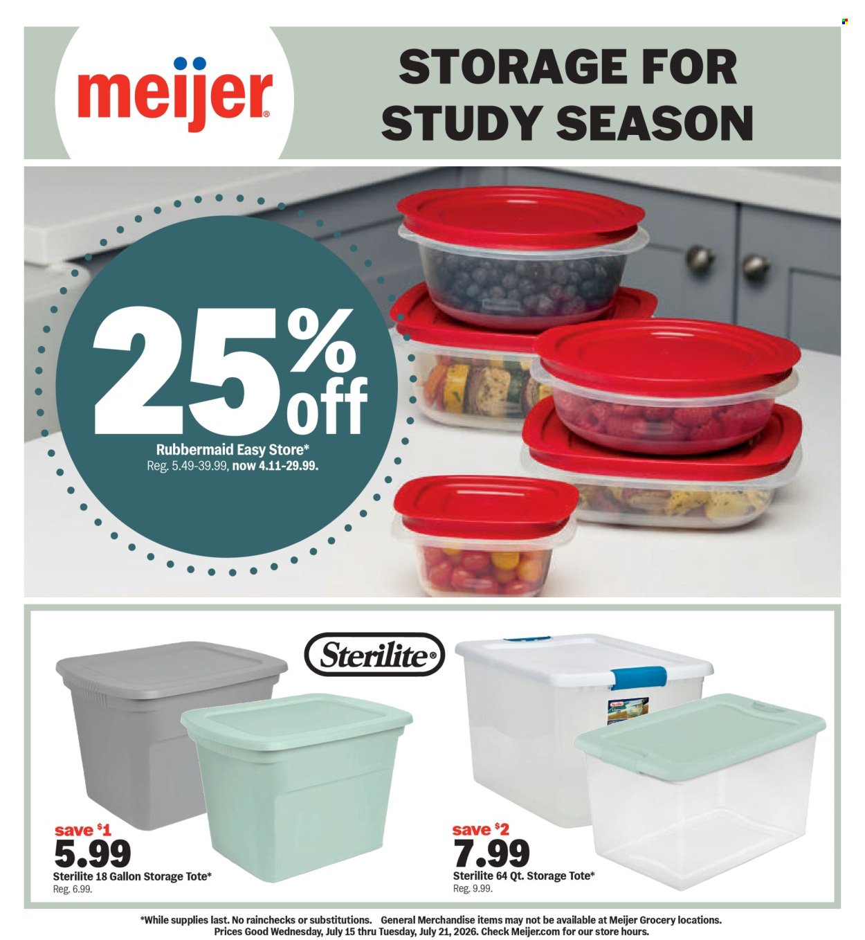 MEIJER ad - Storage for Study Season