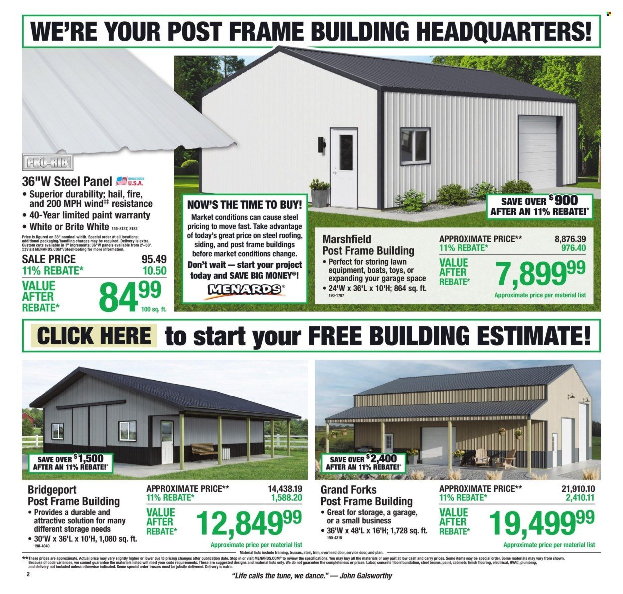 MENARDS ad - 11% Rebate* Sale
