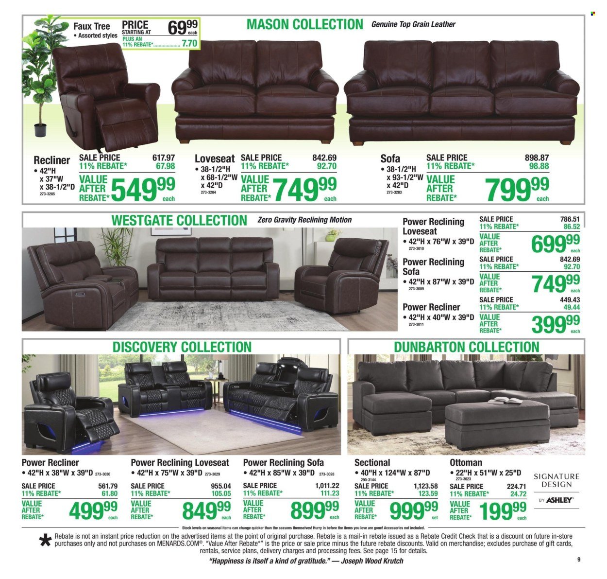 MENARDS ad - 11% Rebate* Sale