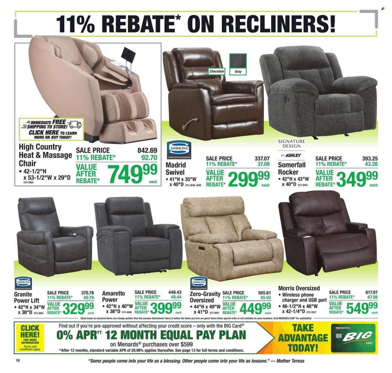 MENARDS ad - 11% Rebate* Sale