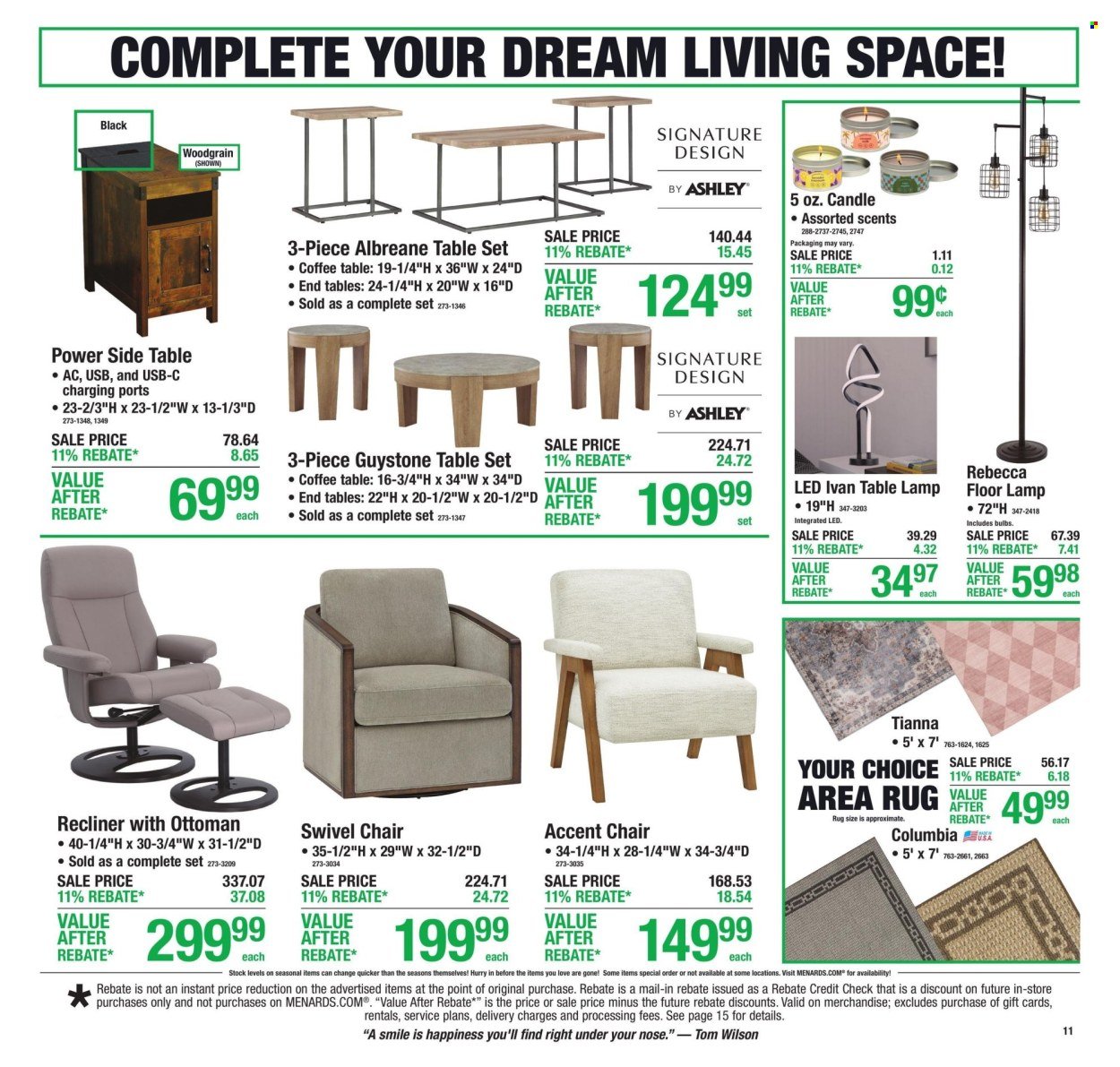 MENARDS ad - 11% Rebate* Sale