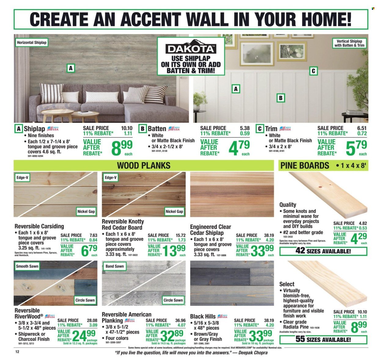 MENARDS ad - 11% Rebate* Sale