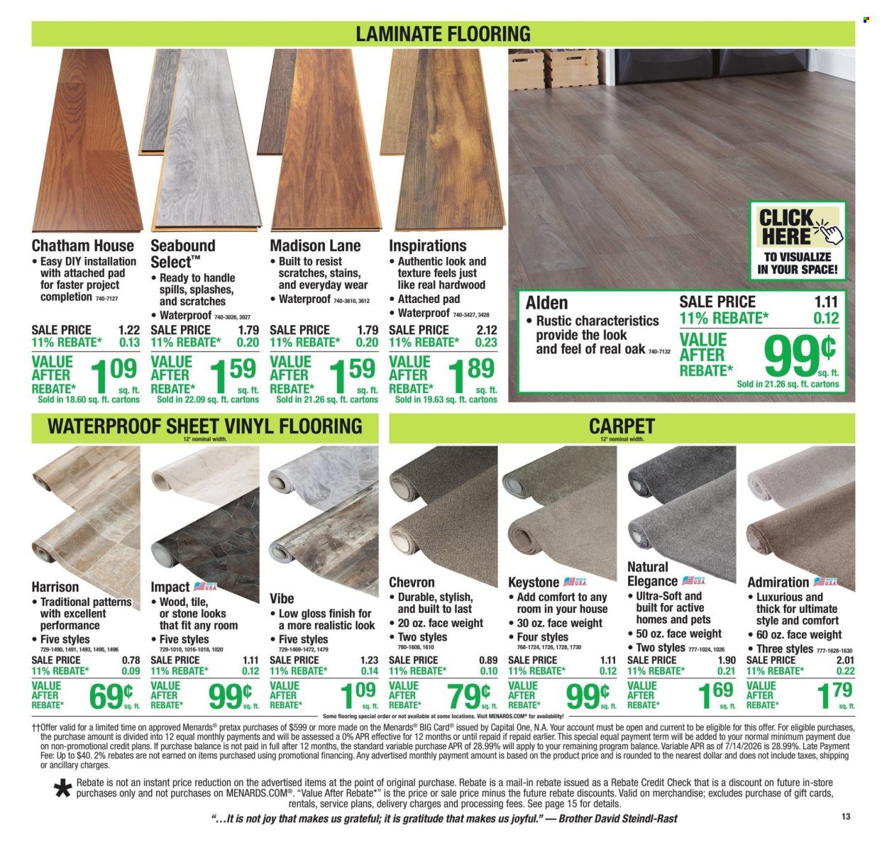 MENARDS ad - 11% Rebate* Sale