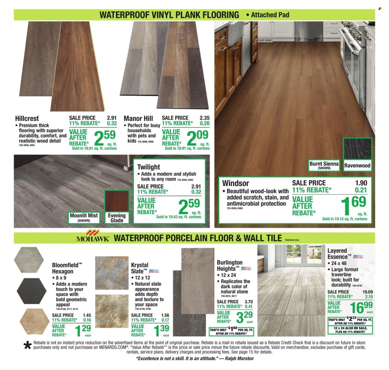 MENARDS ad - 11% Rebate* Sale