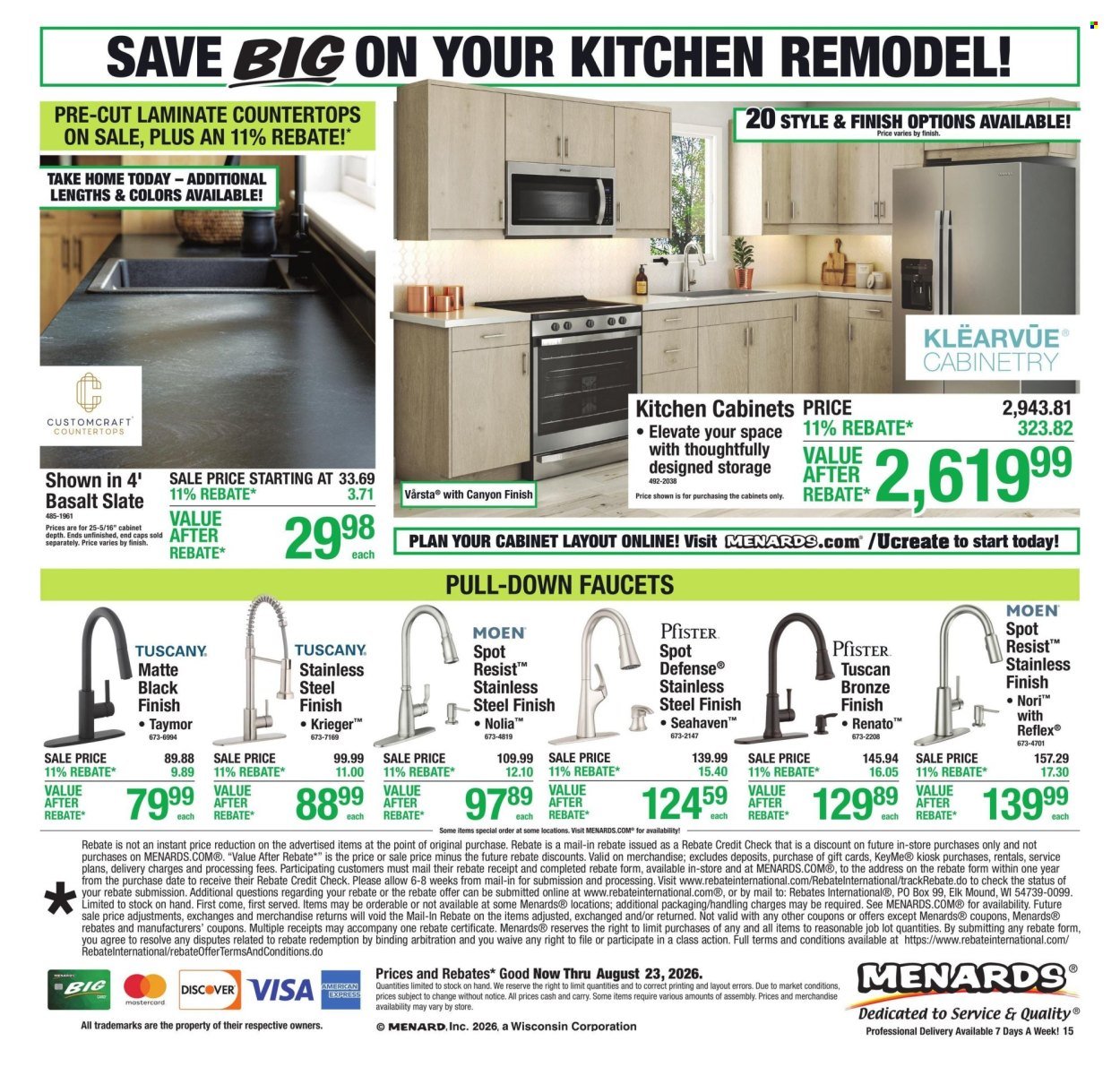 MENARDS ad - 11% Rebate* Sale