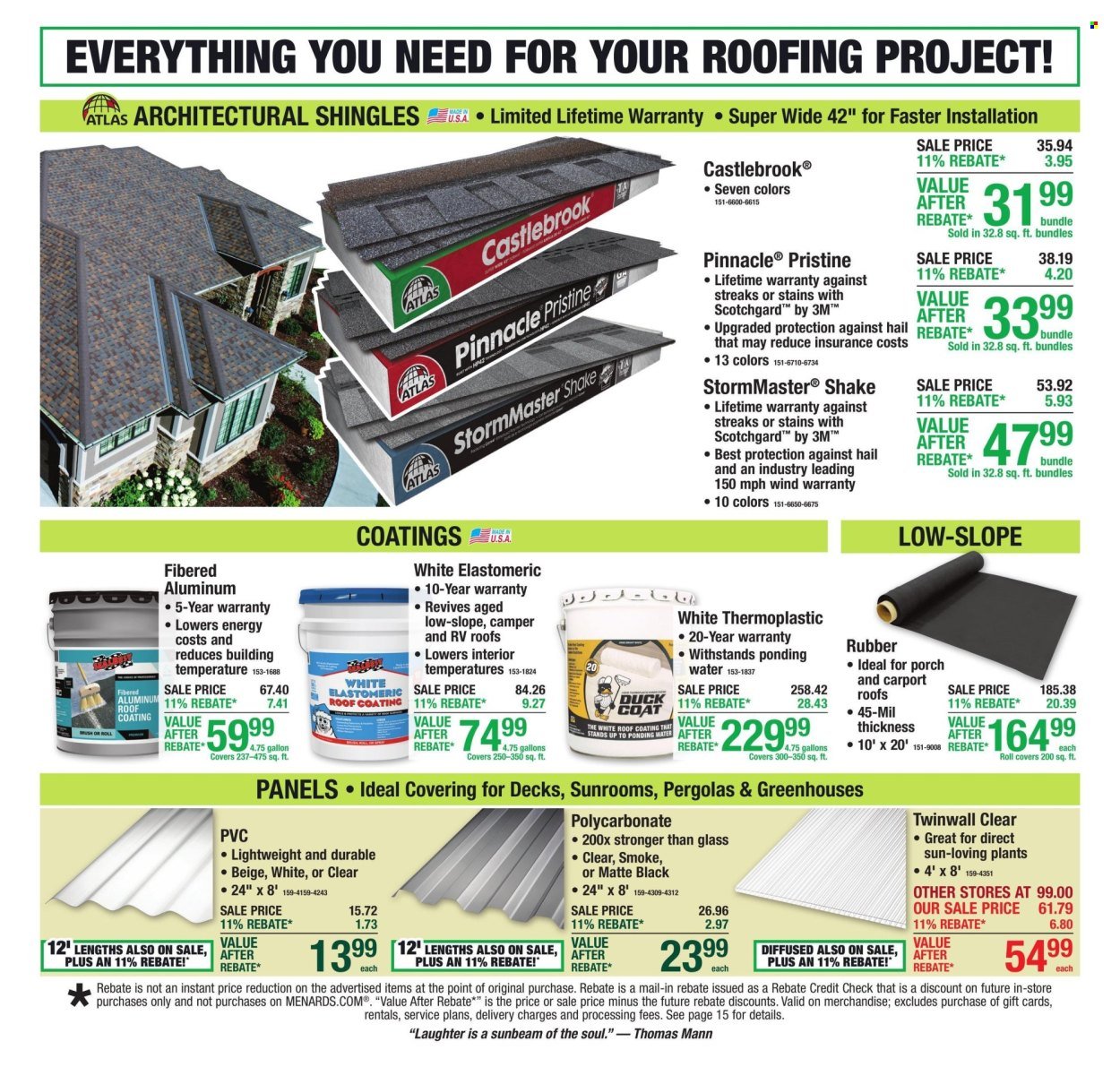 MENARDS ad - 11% Rebate* Sale