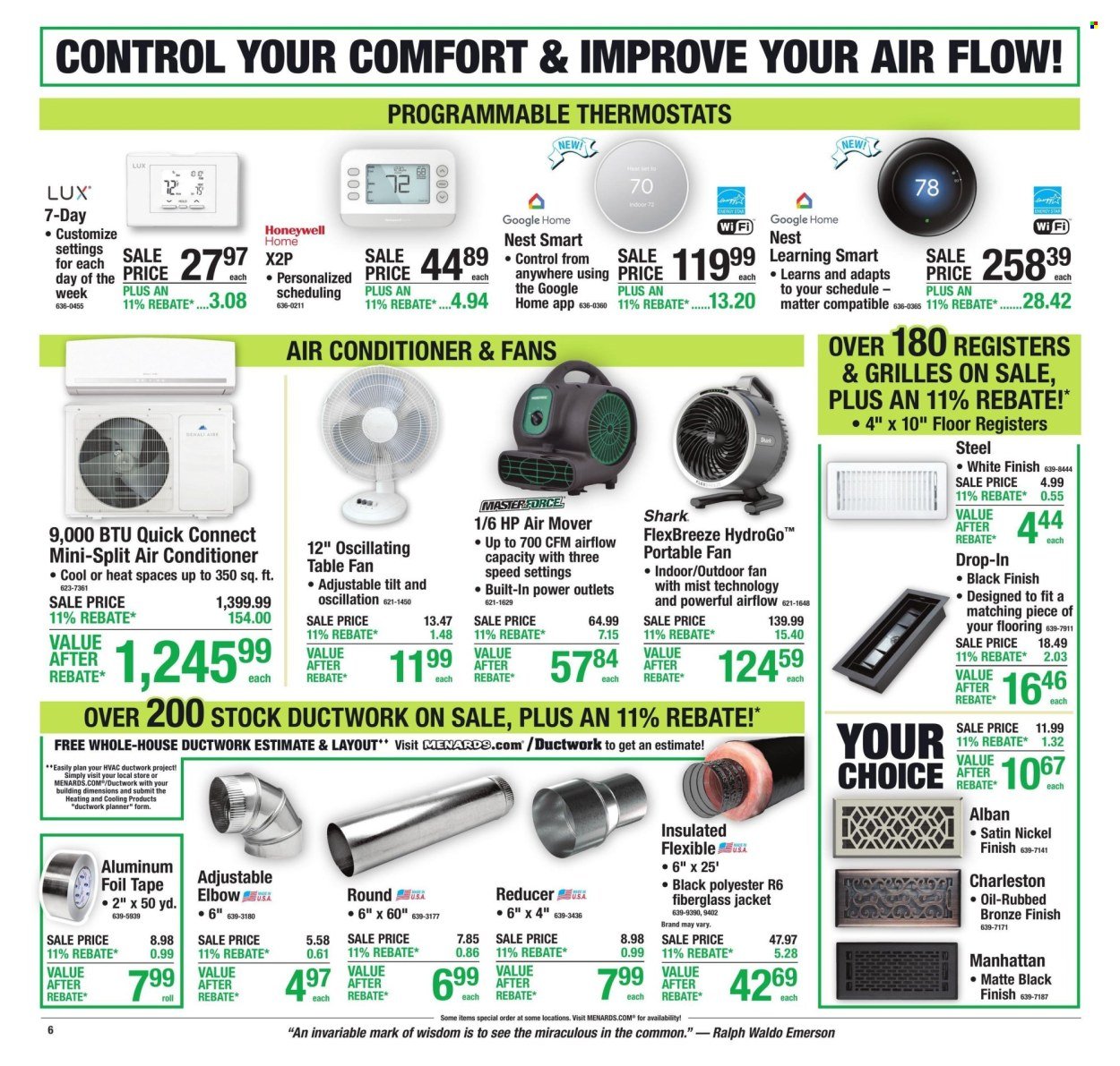 MENARDS ad - 11% Rebate* Sale