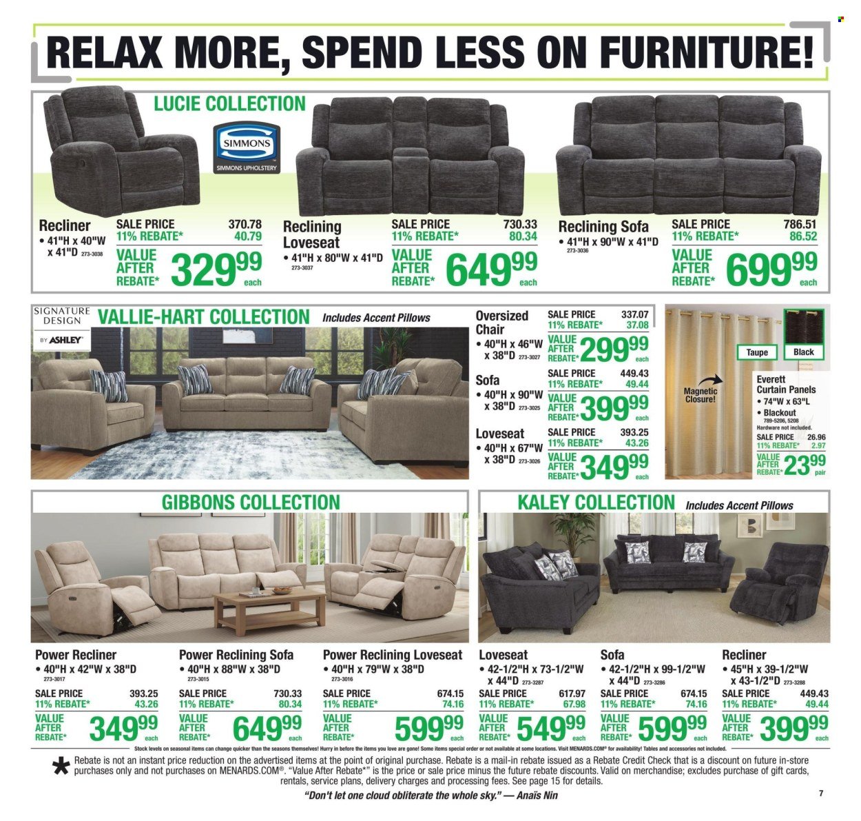 MENARDS ad - 11% Rebate* Sale