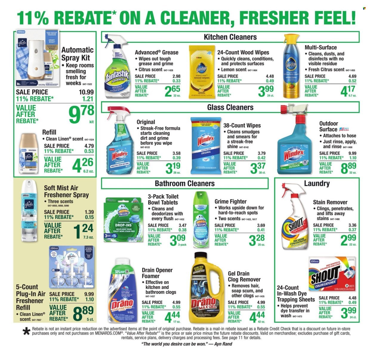 MENARDS ad - 11% Rebate* Sale