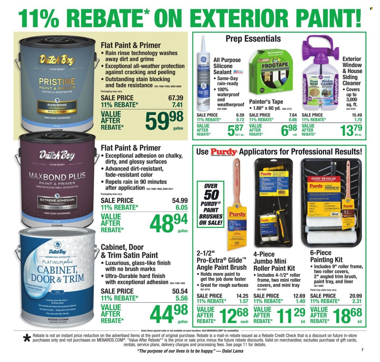 MENARDS ad - 11% Rebate* Sale