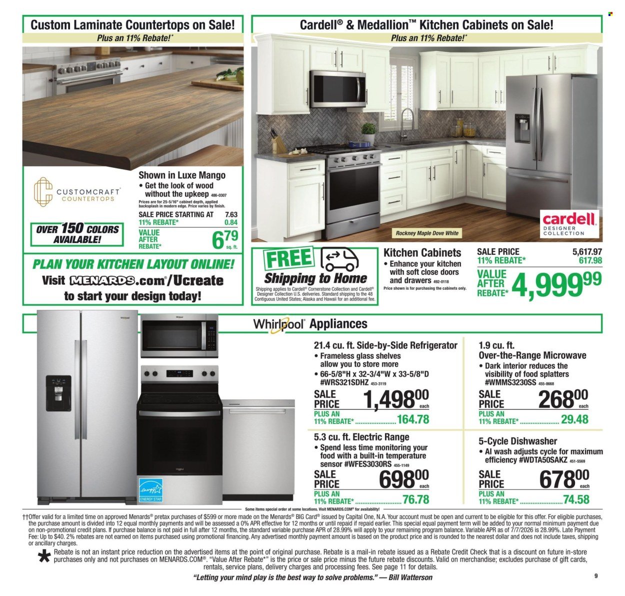 MENARDS ad - 11% Rebate* Sale