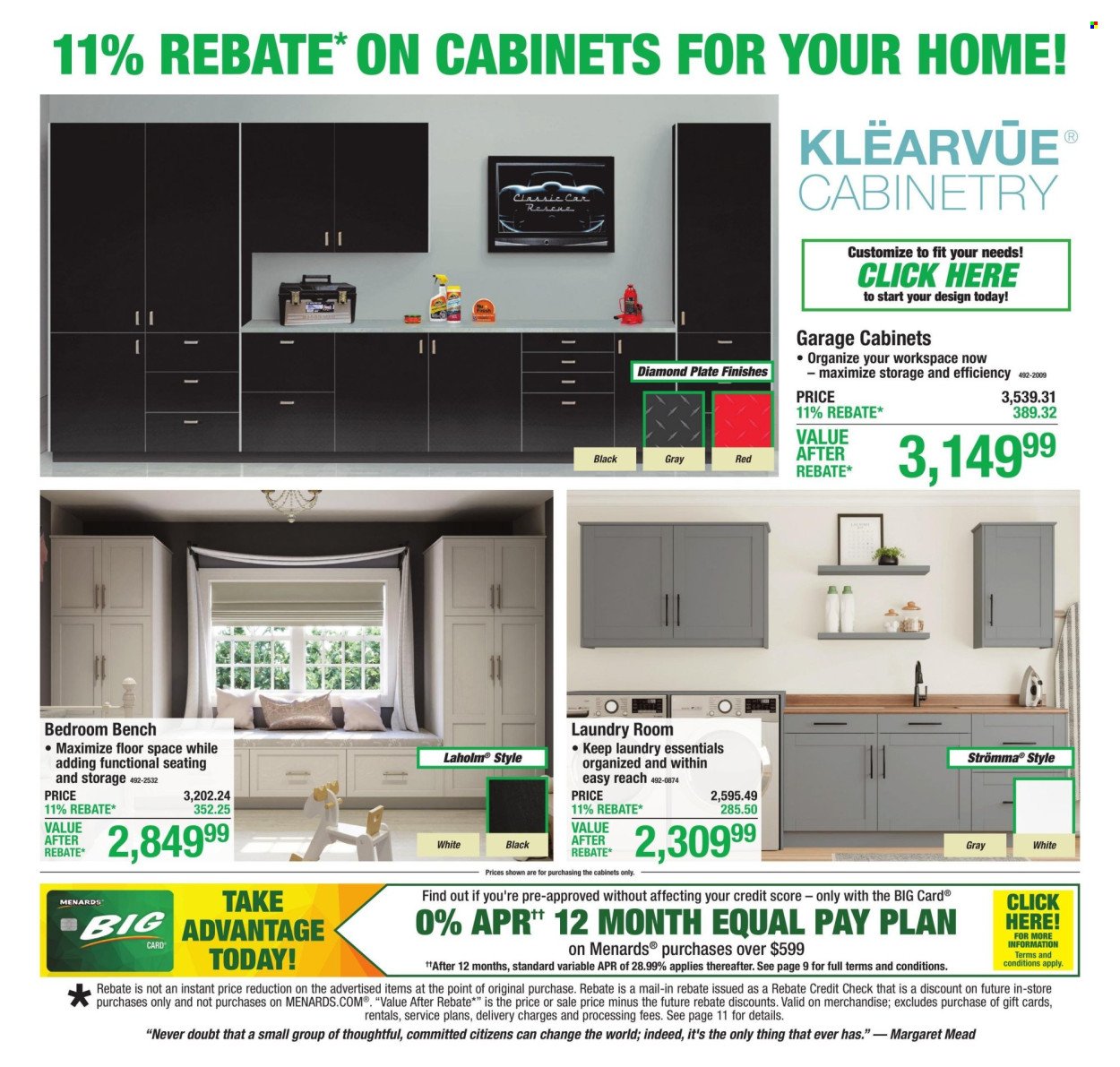 MENARDS ad - 11% Rebate* Sale