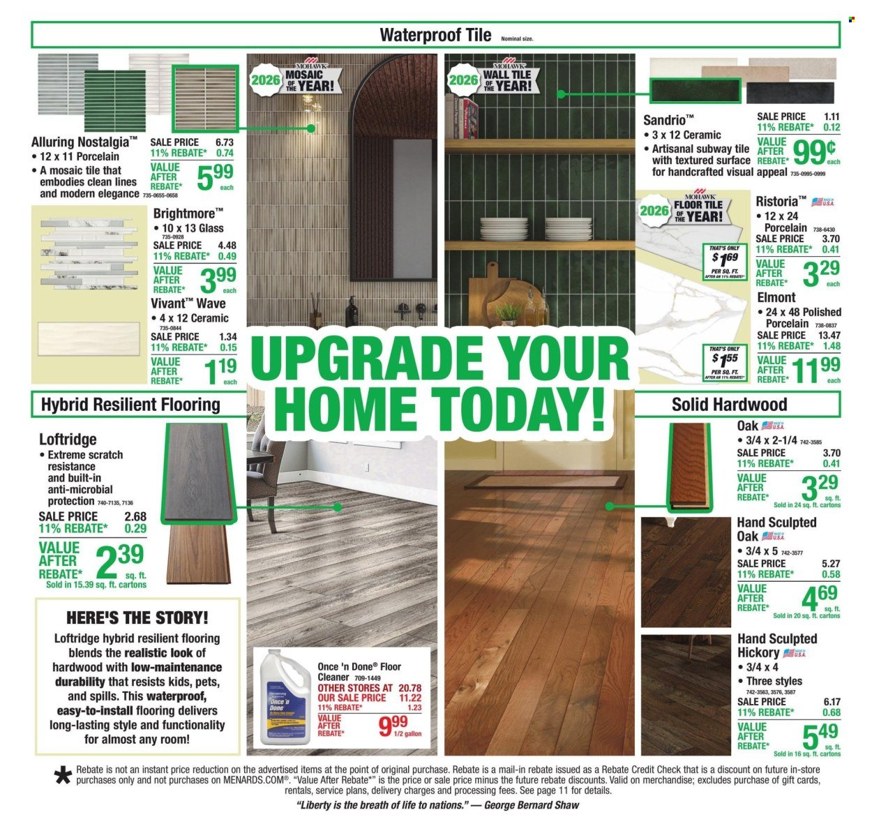 MENARDS ad - 11% Rebate* Sale