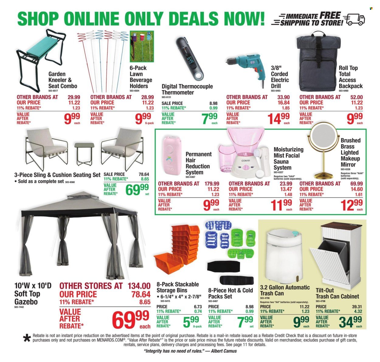 MENARDS ad - 11% Rebate* Sale