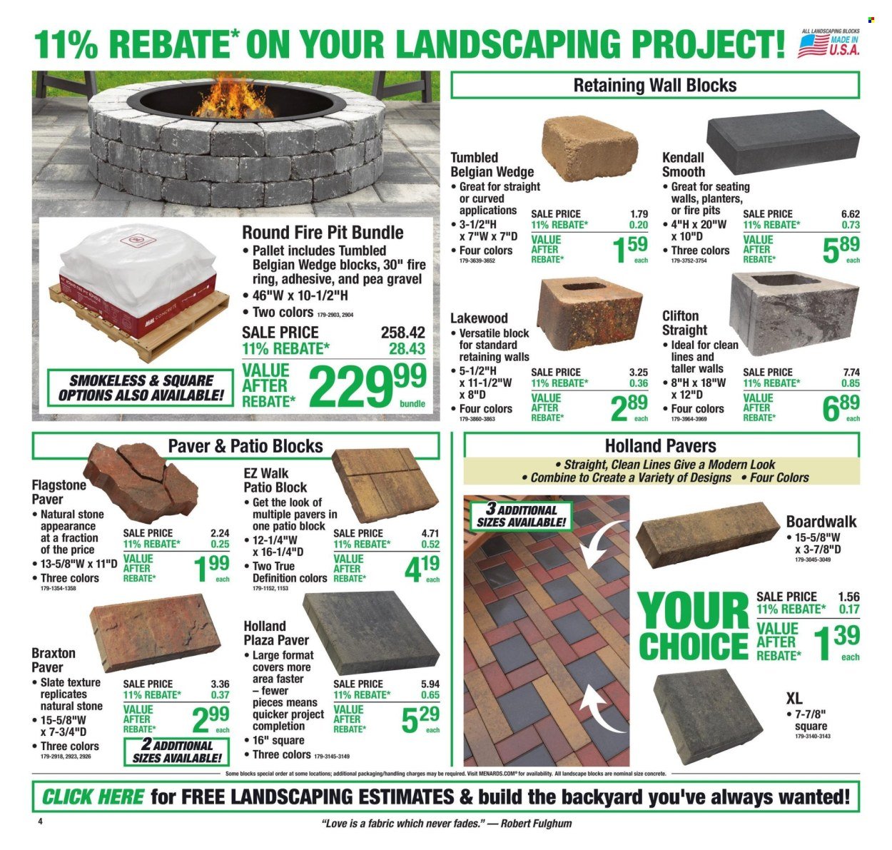 MENARDS ad - 11% Rebate* Sale