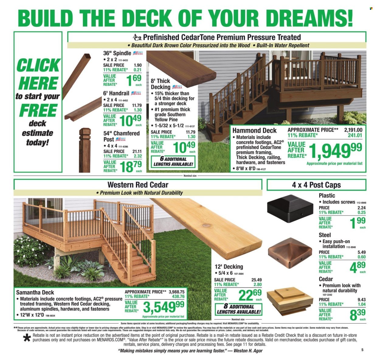 MENARDS ad - 11% Rebate* Sale