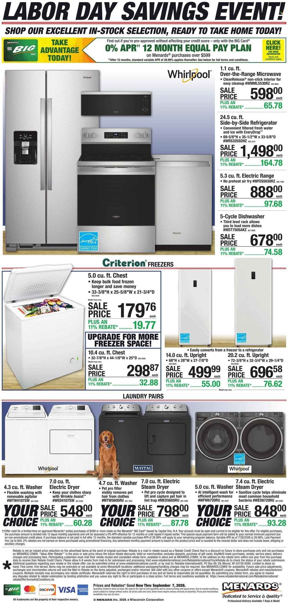 MENARDS ad - Appliance Event