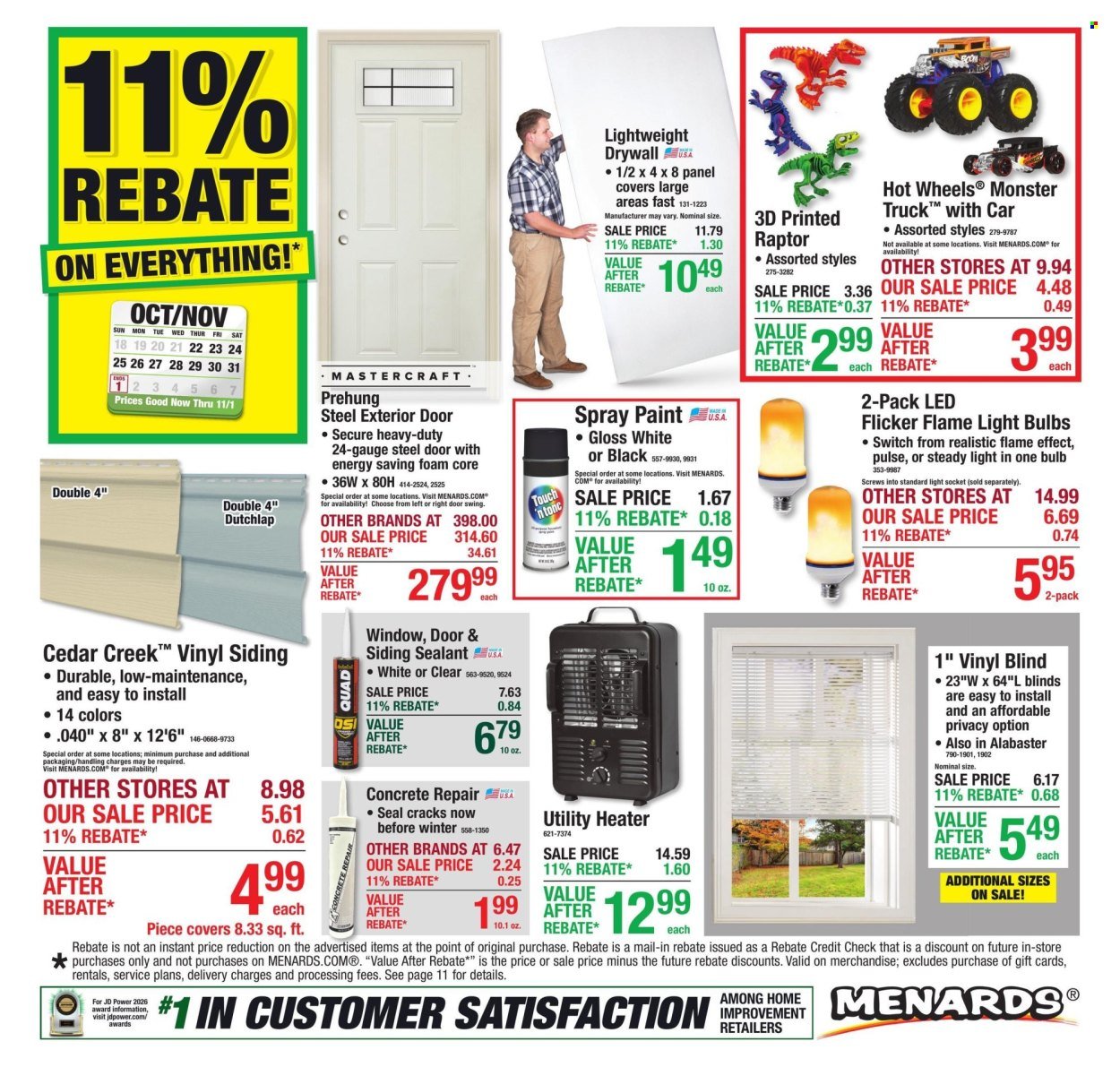 MENARDS ad - 11% Rebate* Sale