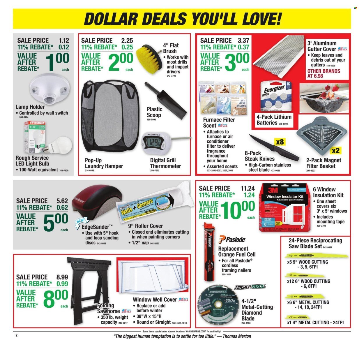 MENARDS ad - 11% Rebate* Sale