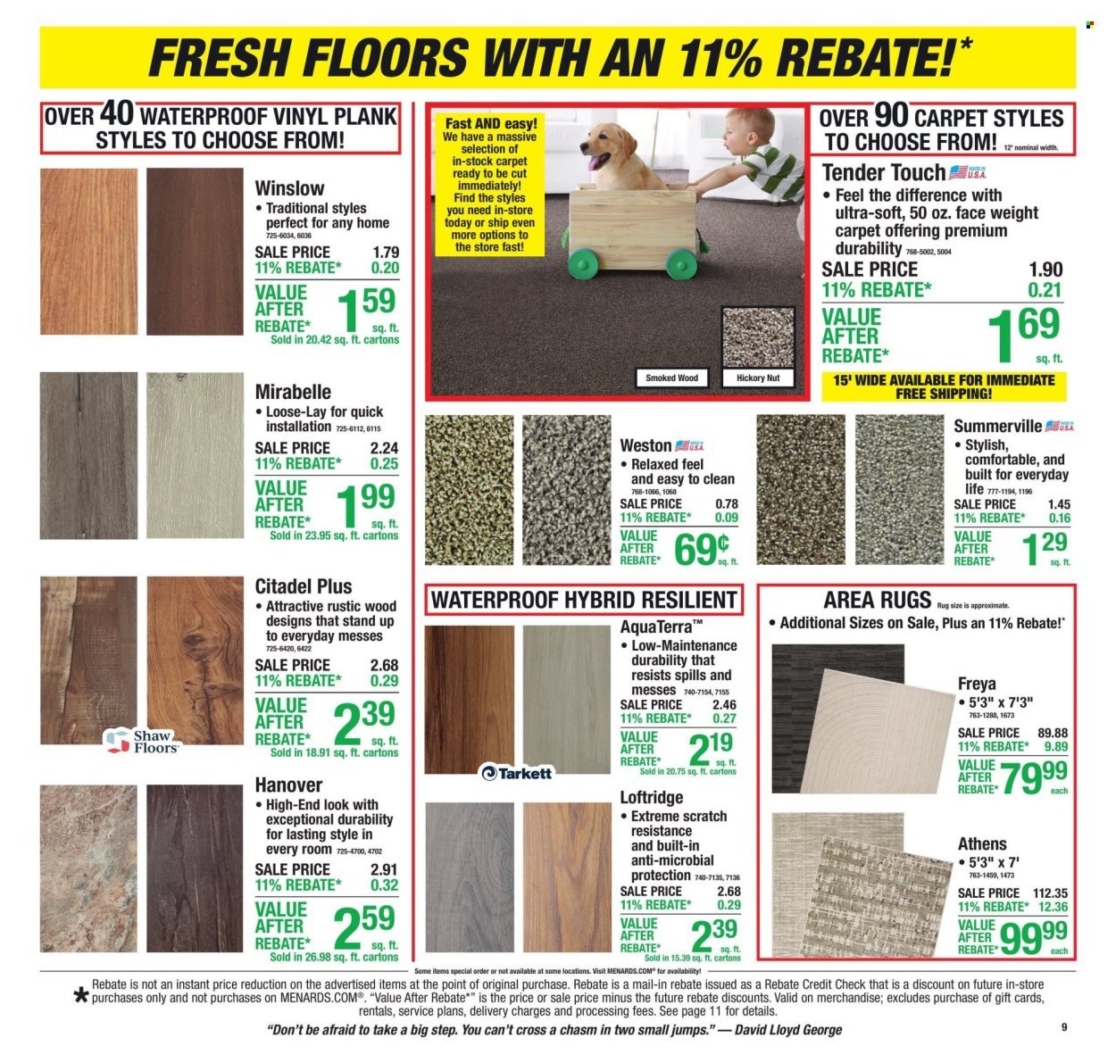 MENARDS ad - 11% Rebate* Sale