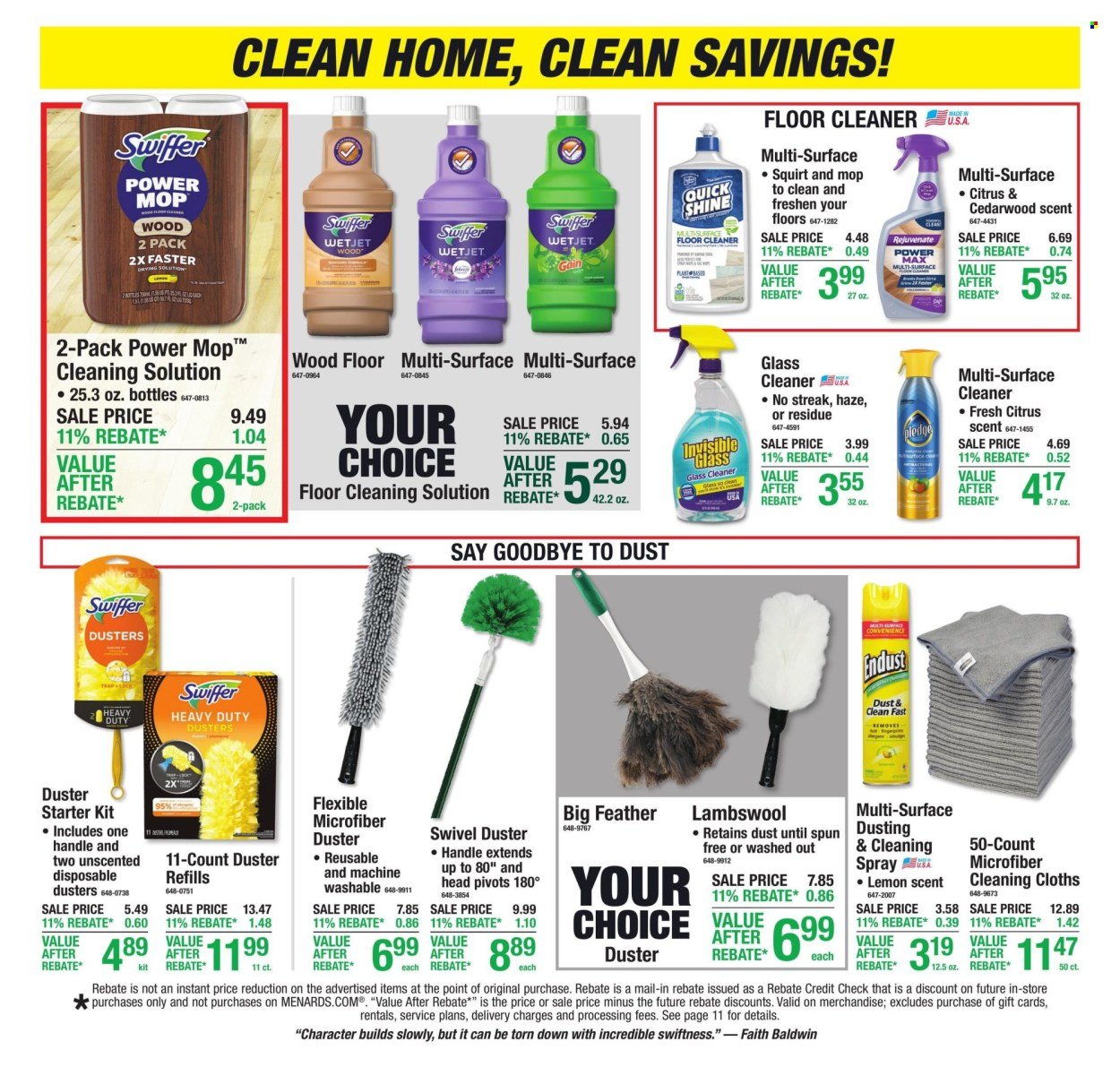 MENARDS ad - 11% Rebate* Sale