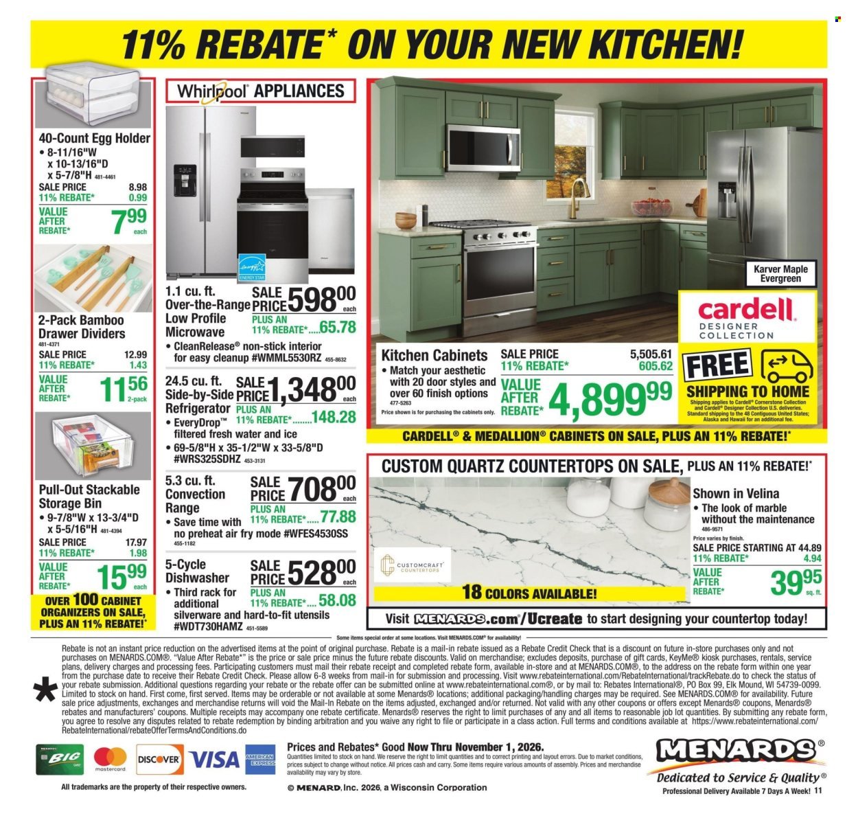 MENARDS ad - 11% Rebate* Sale
