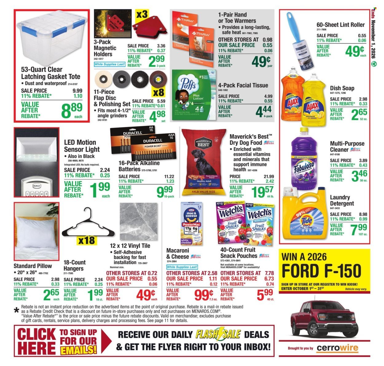 MENARDS ad - 11% Rebate* Sale