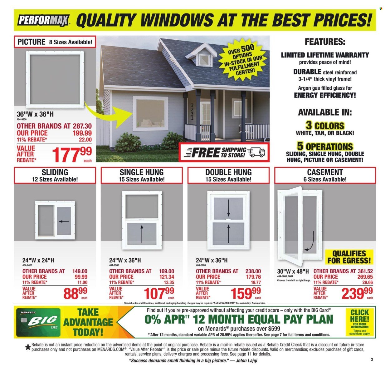 MENARDS ad - 11% Rebate* Sale