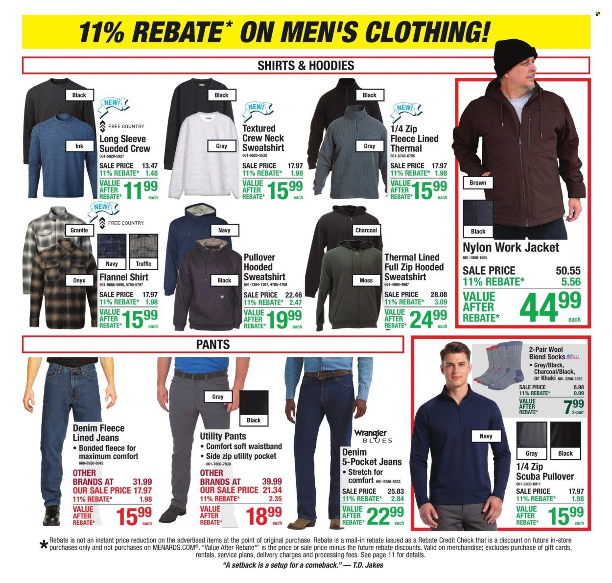 MENARDS ad - 11% Rebate* Sale