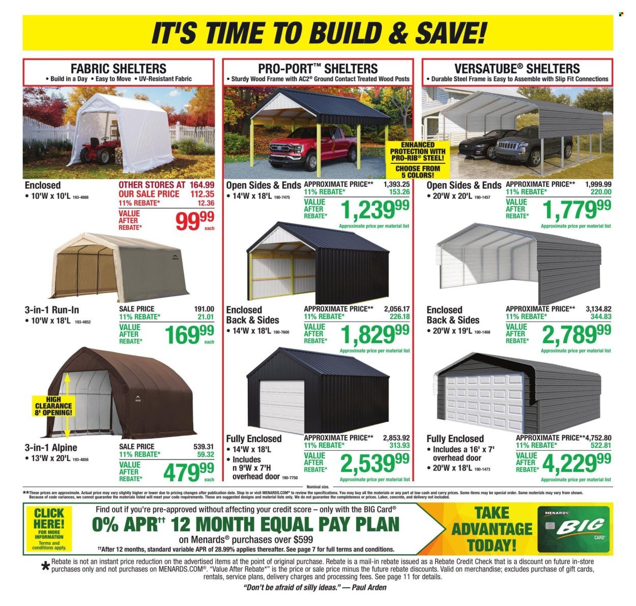 MENARDS ad - 11% Rebate* Sale