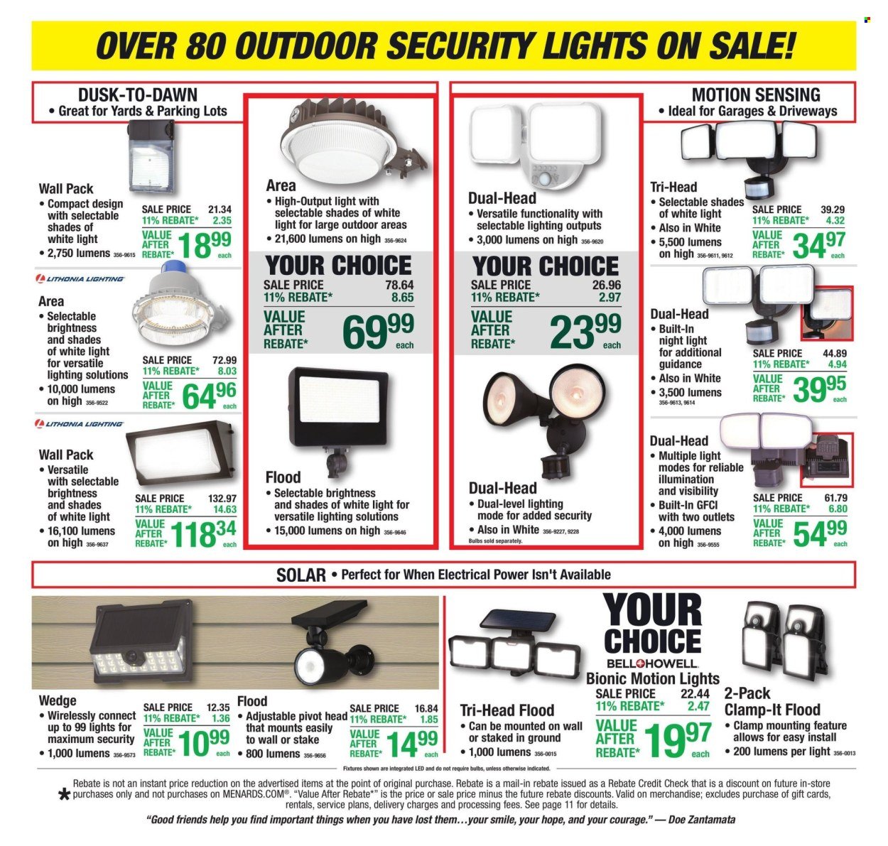 MENARDS ad - 11% Rebate* Sale