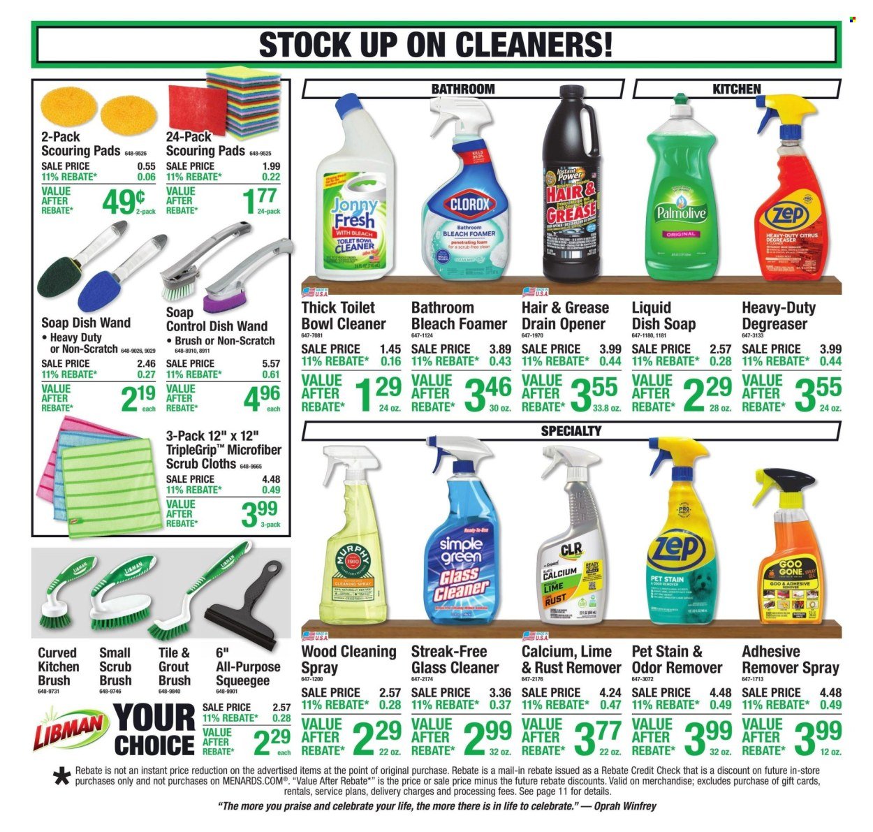 MENARDS ad - 11% Rebate* Sale